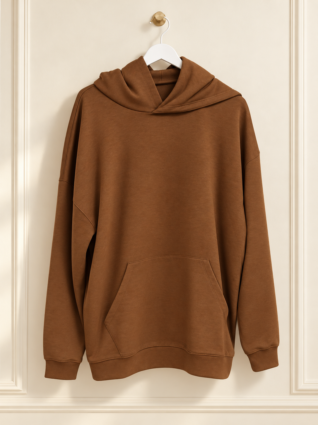 Zenana Brown Crossover Hooded Sweatshirt – L/XL