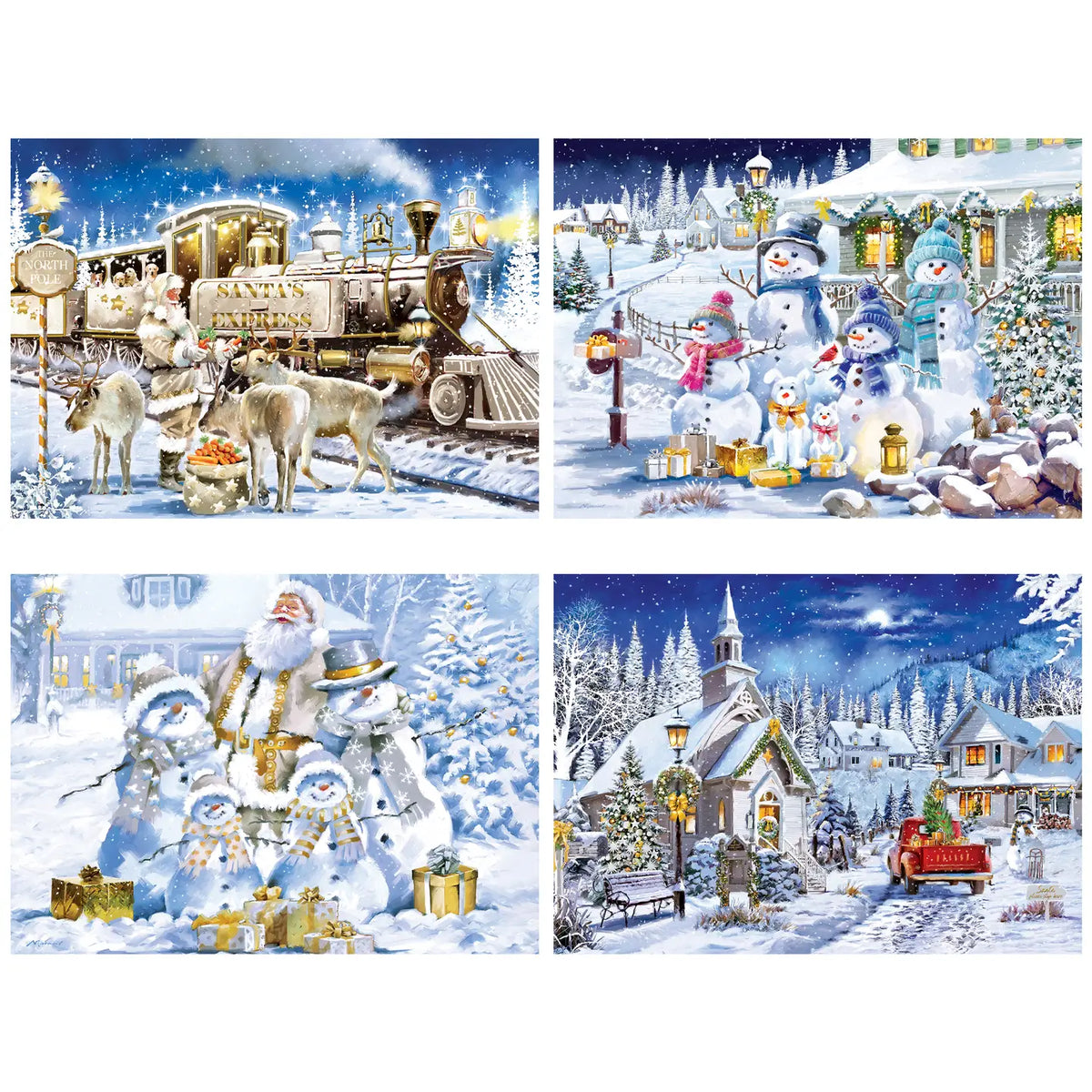 MasterPieces Glitter & Gold Christmas Puzzle Set, 4 x 500 Pieces