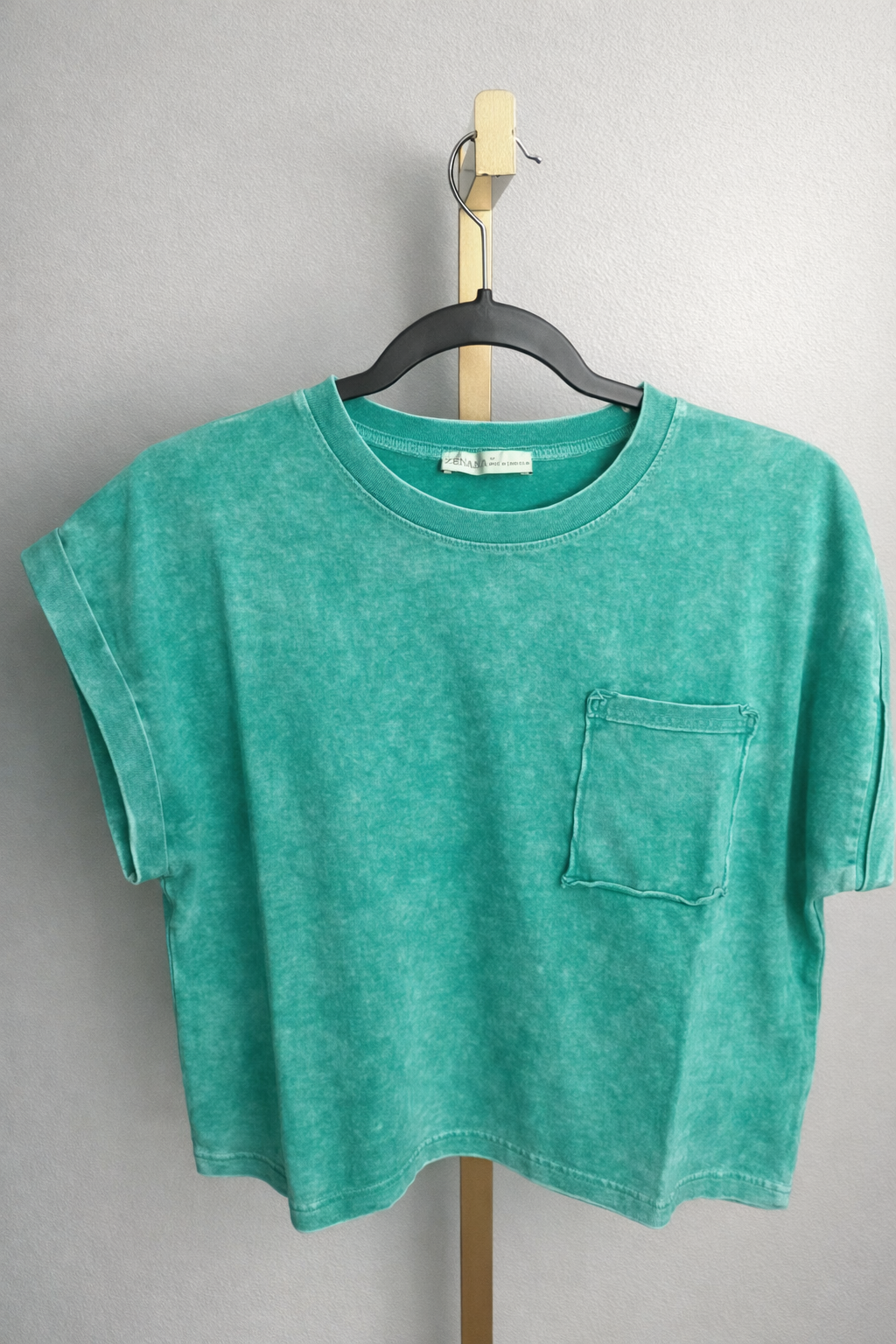Zenana 100% Cotton Acid‑Wash Tee – Green Size M
