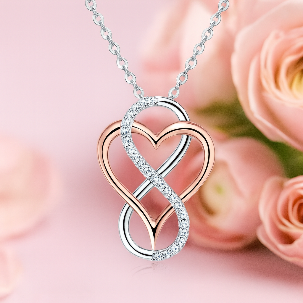 Moissanite Infinity Heart Necklace – Sparkling 925 Sterling Silver Pendant, Gift for Her