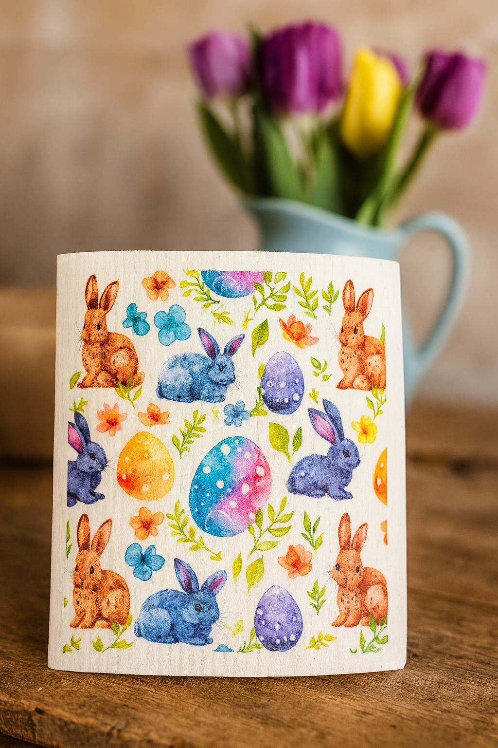Easter Bunny Swedish Dishcloth – Reusable Eco‑Friendly Cloth Replaces 17 Paper Towel Rolls