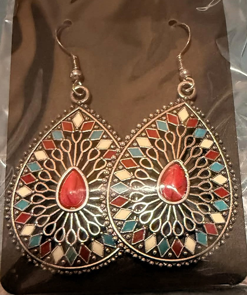 Boho Multicolor Teardrop Earrings – Lightweight Hypoallergenic Dangle Earrings