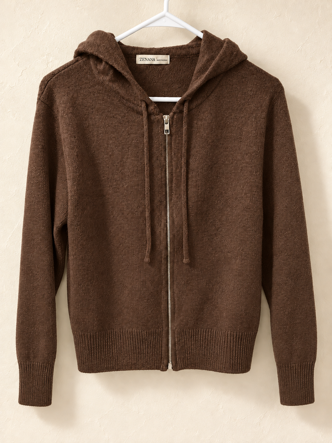 Zenana Hooded Zip-Up Knit Sweater – XL