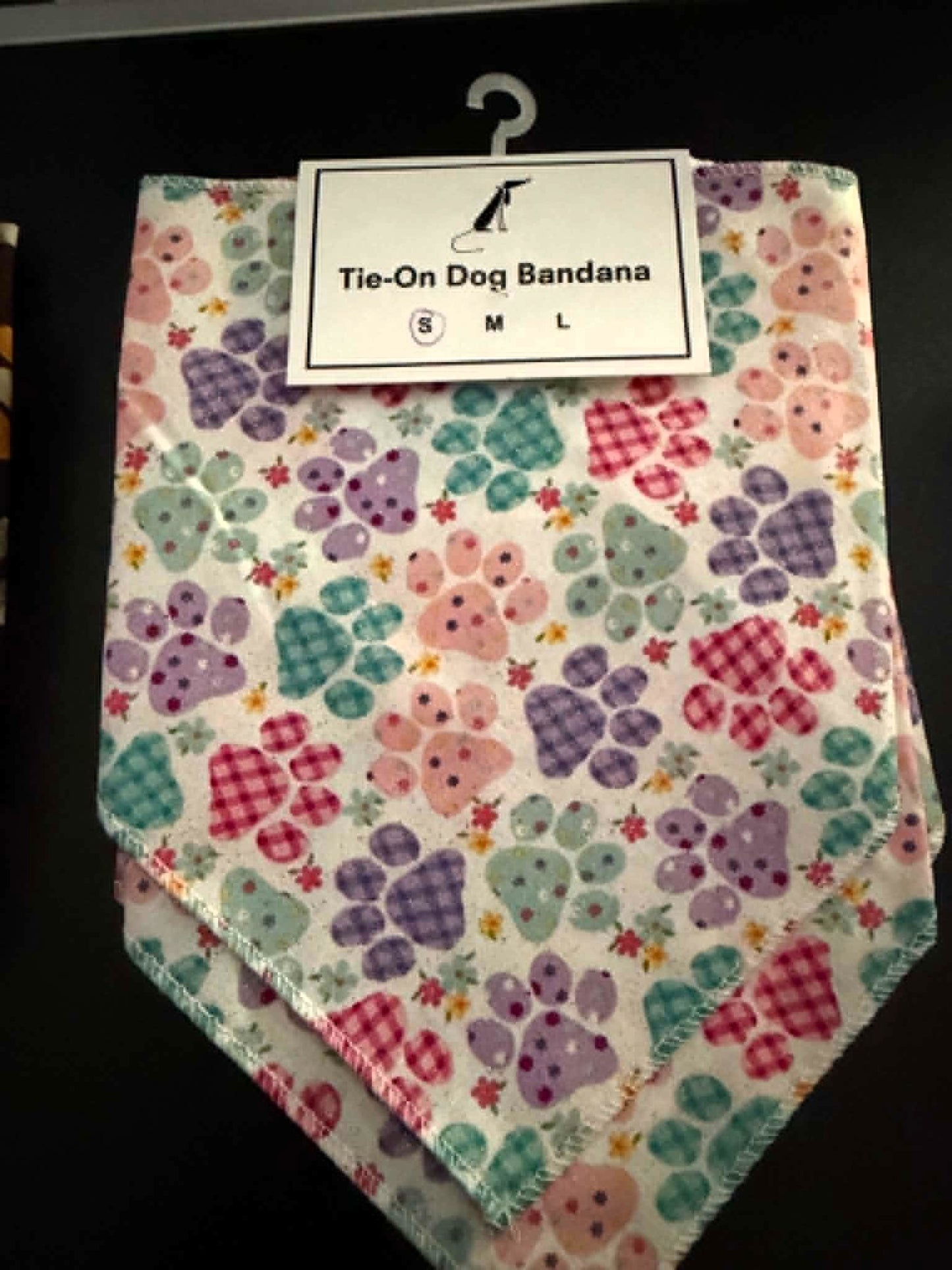 Dog Bandana – Multicolor Paw Print Tie‑On Pet Bandana (Small)