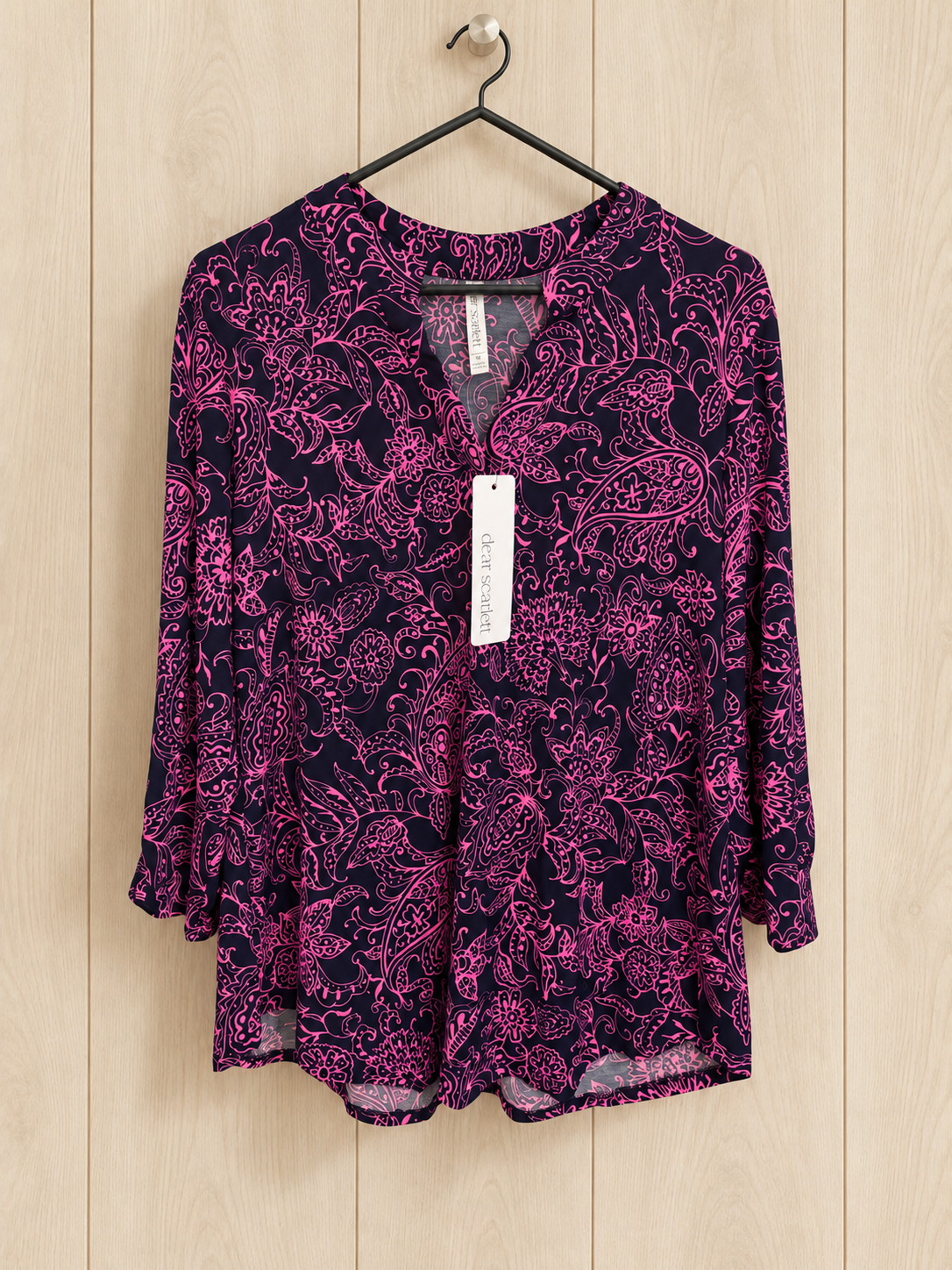 Dear Scarlett Navy & Pink Paisley Blouse – Medium