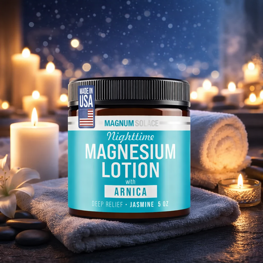Magnum Solace Nighttime Magnesium Lotion – Arnica & Jasmine Deep Relief Hydrating Blend (5 oz)