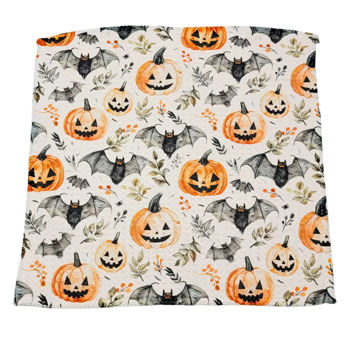 Halloween Jack‑O’-Lantern & Bat Microfiber Cloth – 10x10