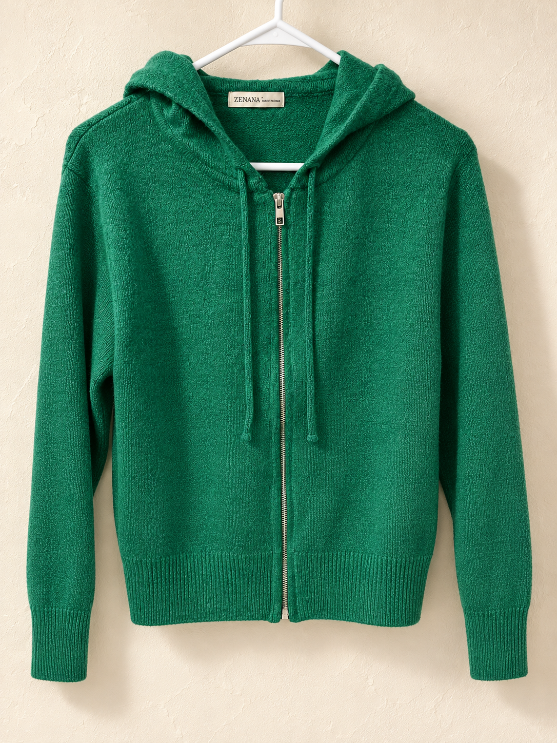 Zenana Hooded Zip-Up Knit Sweater – XL