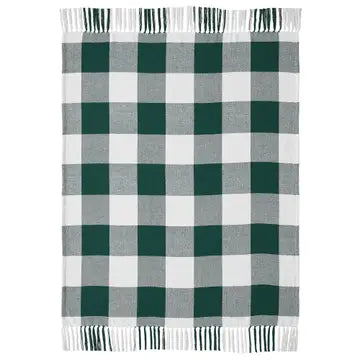 Hunter Green Buffalo Check Woven Throw Blanket | 50" x 60" Farmhouse Accent Throw