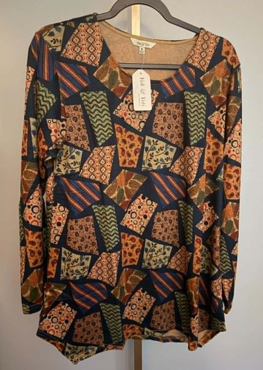 Yak & Yeti Patchwork Long Sleeve Blouse – Size Medium