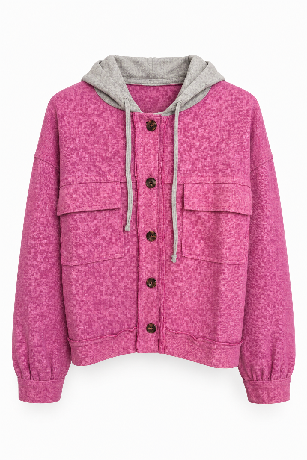Zenana Women’s Medium Pink Hooded Shacket