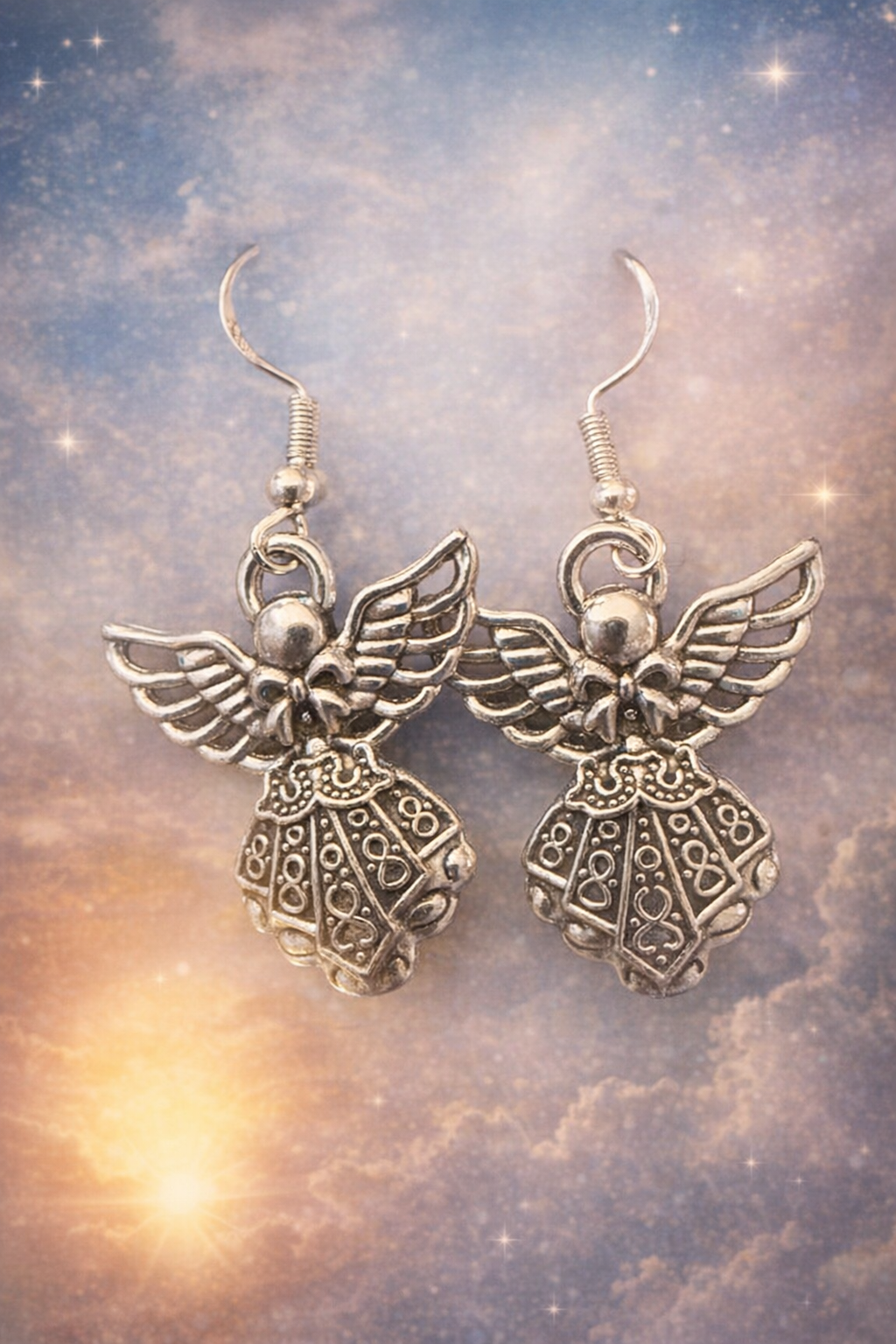 Angel Earrings – Lightweight Dangle Design with .925 Sterling Silver Hooks, Hypoallergenic Gift