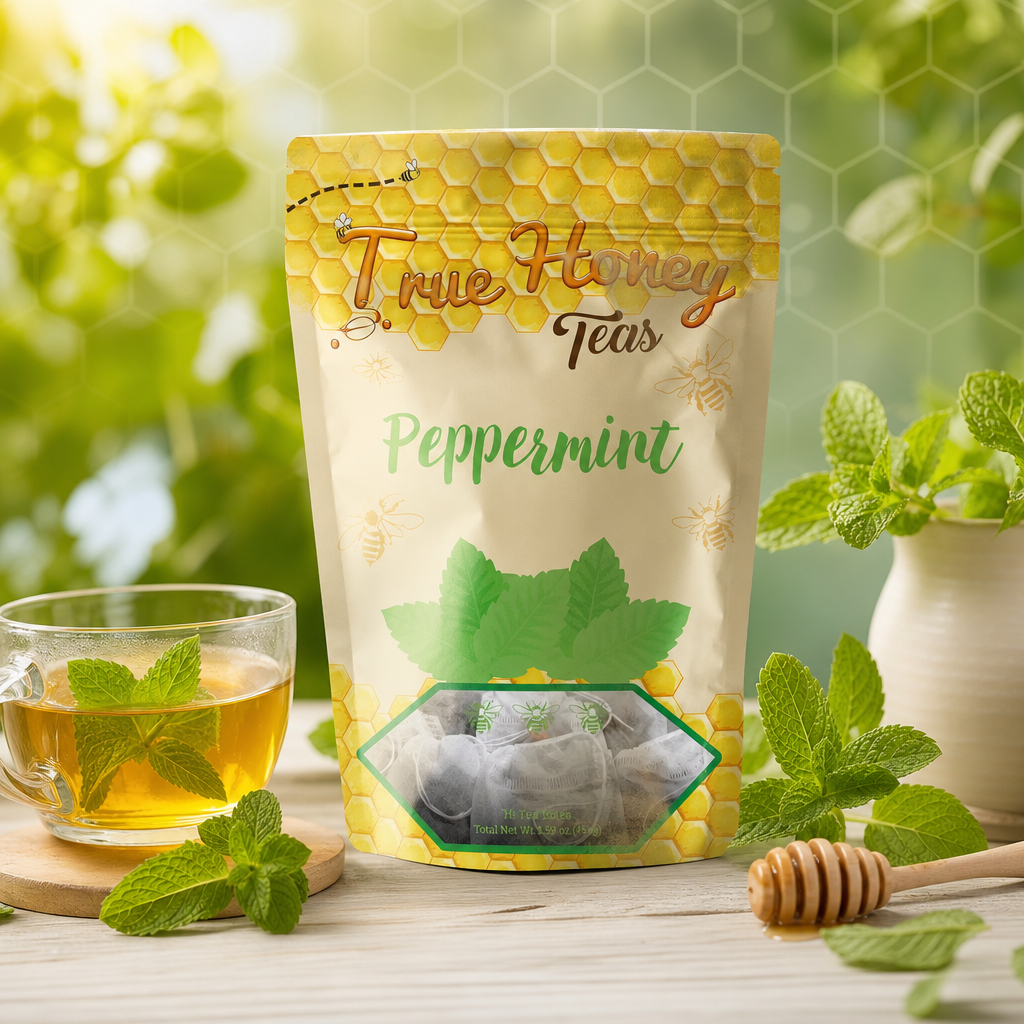 Peppermint Herbal Tea Bags – Naturally Sweet Honey‑Infused Blend by True Honey Teas