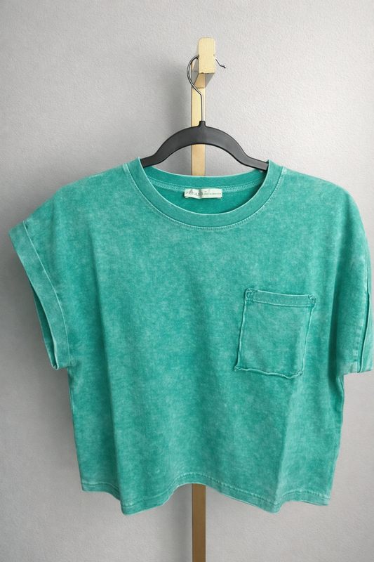 Zenana 100% Cotton Acid‑Wash Tee – Green Size M