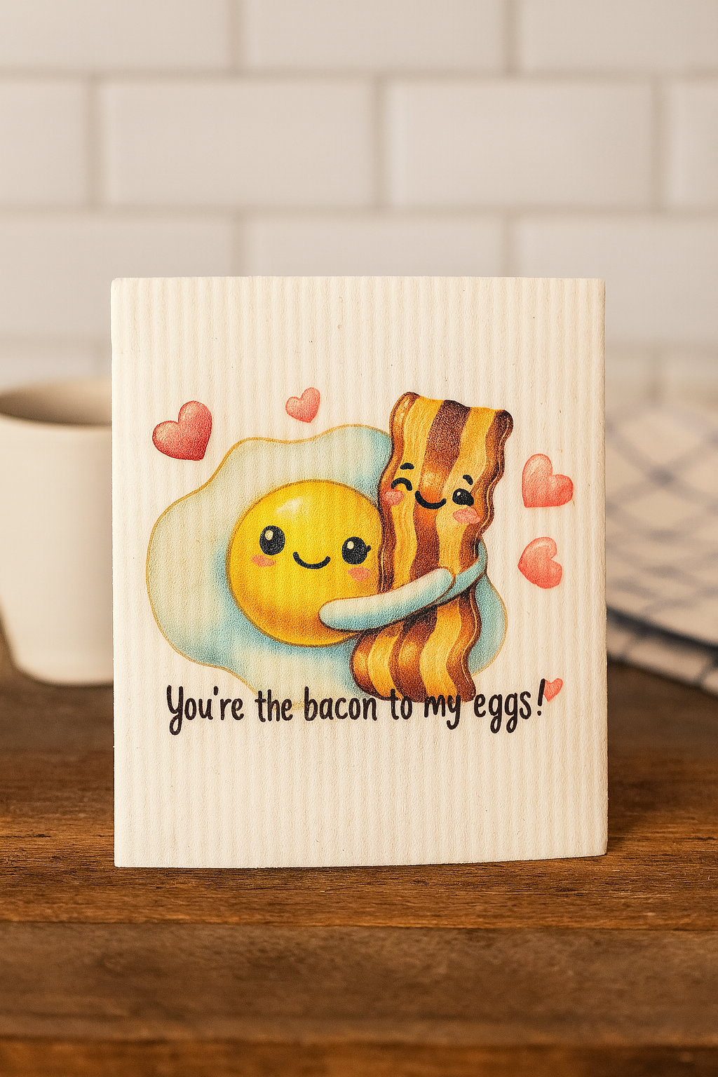 “You’re the Bacon to My Eggs” Swedish Dishcloth – Reusable Eco‑Friendly Cloth Replaces 17 Paper Towel Rolls