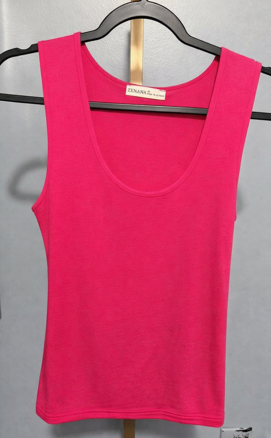 Zenana Hot Pink Full‑Length Tank Top – Size Medium