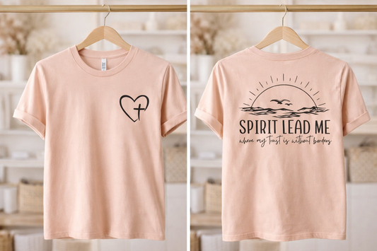 Spirit Lead Me” Women’s Blush Pink Faith Graphic Tee – Soft Cotton‑Blend Christian Shirt