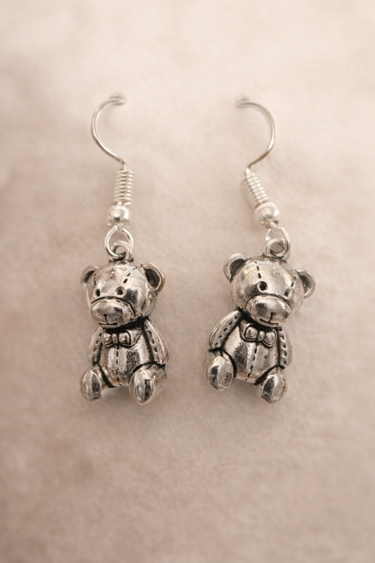 Teddy Bear Earrings – Cute Vintage‑Style Dangle Earrings with .925 Sterling Silver Hooks