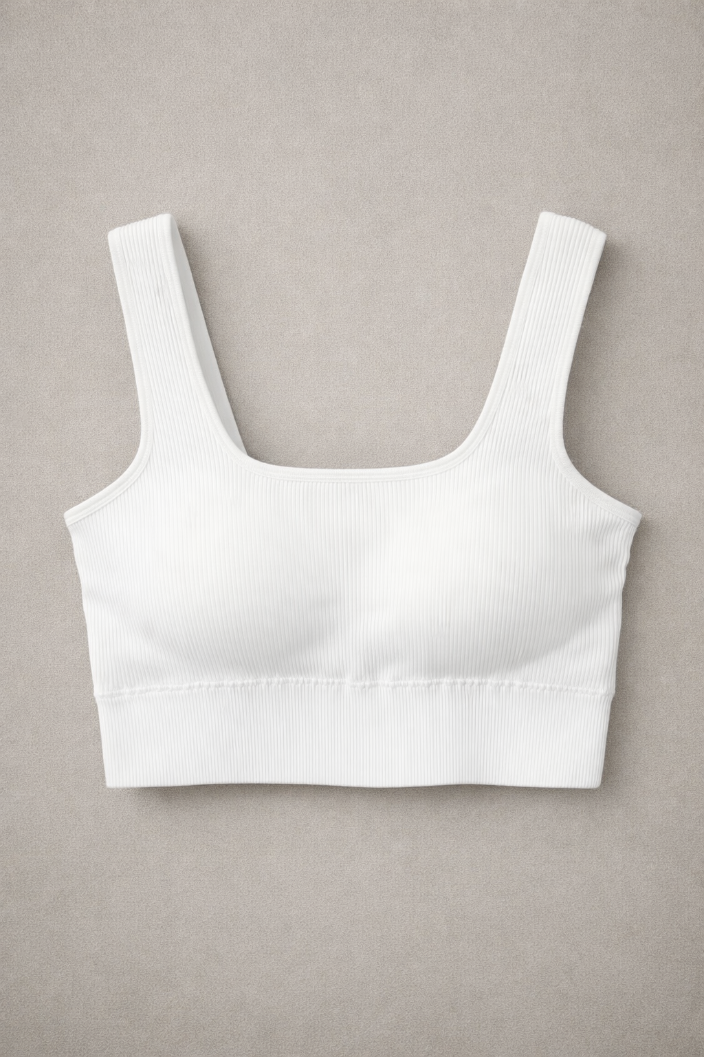 Zenana White Ribbed Brami with Pads – Size L/XL, Soft Stretch Rayon Blend