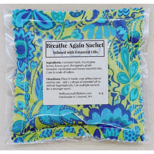 Breathe Again Aromatherapy Sachet – Eucalyptus & Mint Sinus Relief Blend (1.1oz)