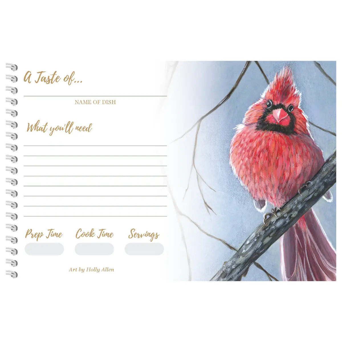 Cardinal Recipe Card Set – 8 Blank Cards, Winter Cardinal Artwork, Made in the USA