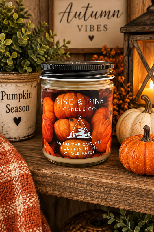 Fall Pumpkin 9 oz soy candle- Rise & Pine Candle Co