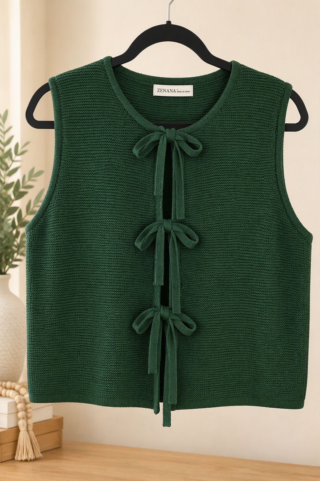 Zenana Women's 100% Cotton Cropped Tie-Front Knit Vest – Multiple Colors