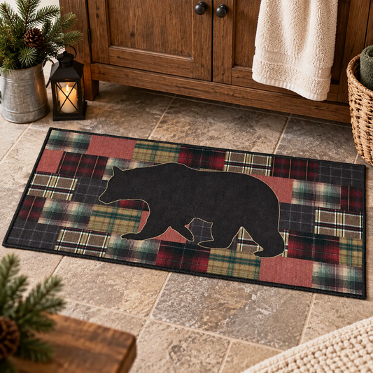 Wyatt Bear Plaid Bath Mat – 17" x 36