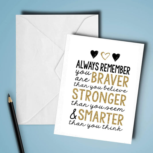 Always Remember Greeting Card (Gold) – Inspirational Quote, Blank Inside, Made in the USA