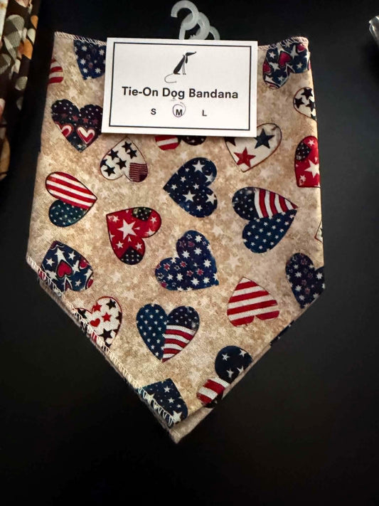 Patriotic Dog Bandana – USA Flag Heart Tie‑On Bandana for Dogs