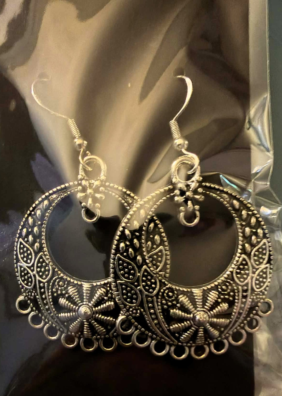 Silver Flower Earrings – Lightweight Floral Dangle Earrings with Hypoallergenic Hooks, Gift for Her