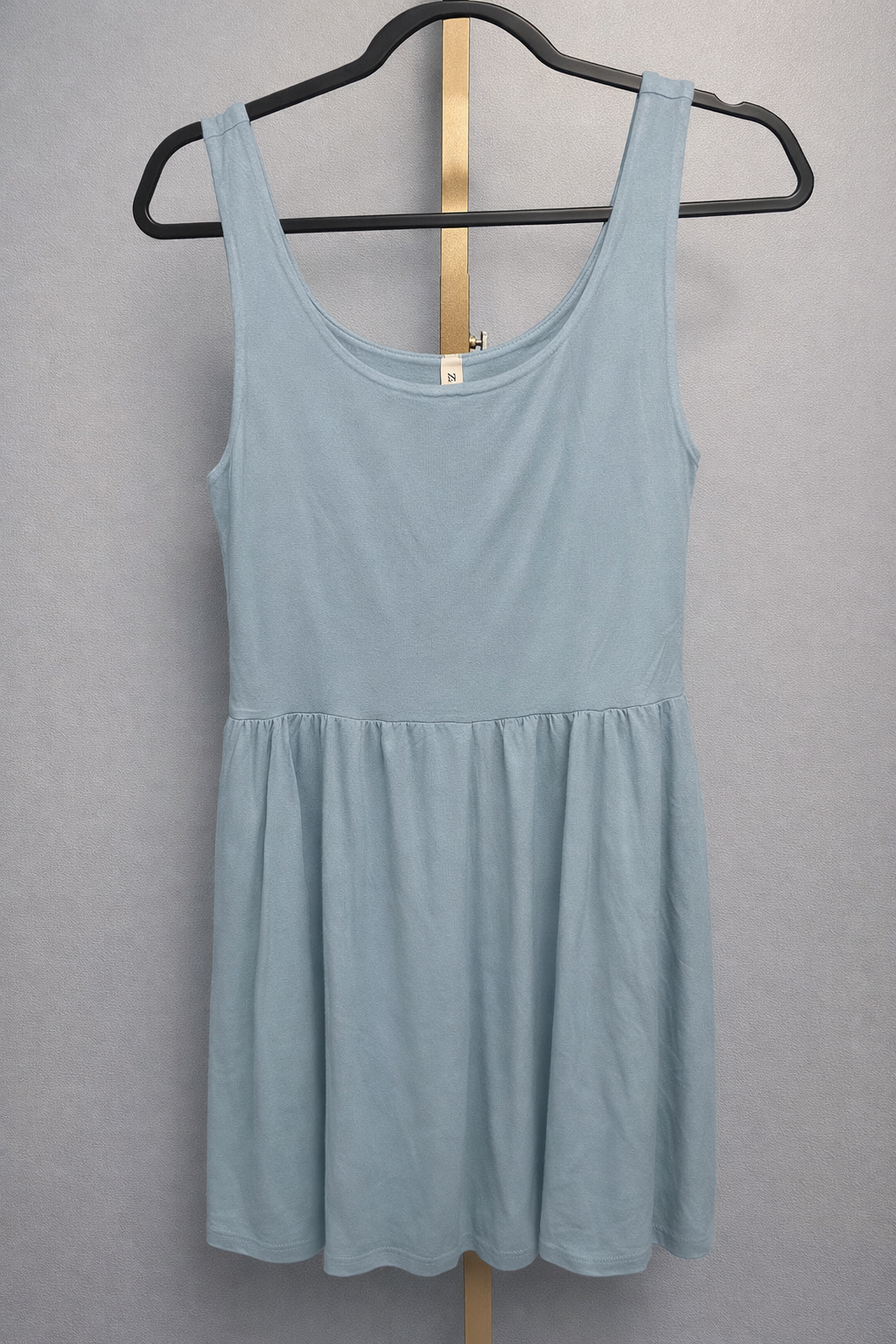 Zenana Women’s Dusty Blue Sleeveless Romper with Pockets – Size Large