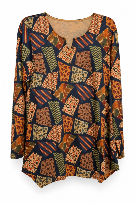 Yak & Yeti Women’s Patchwork Tunic Top – Medium