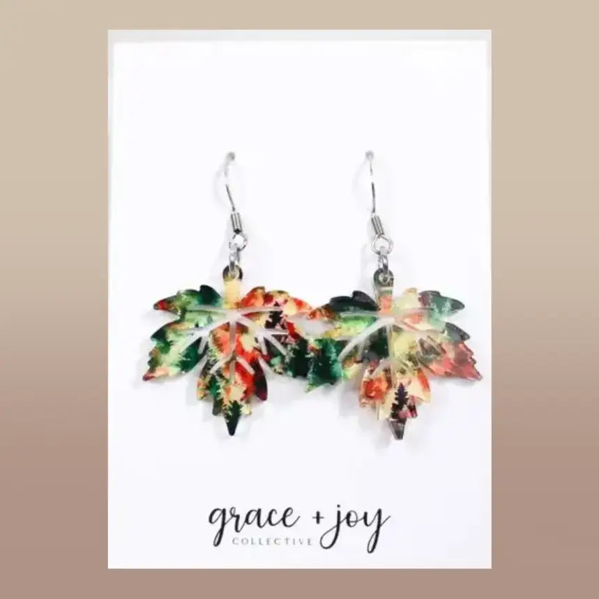 Autumn Maple Leaf Acrylic Earrings | Stainless Steel & Hypoallergenic