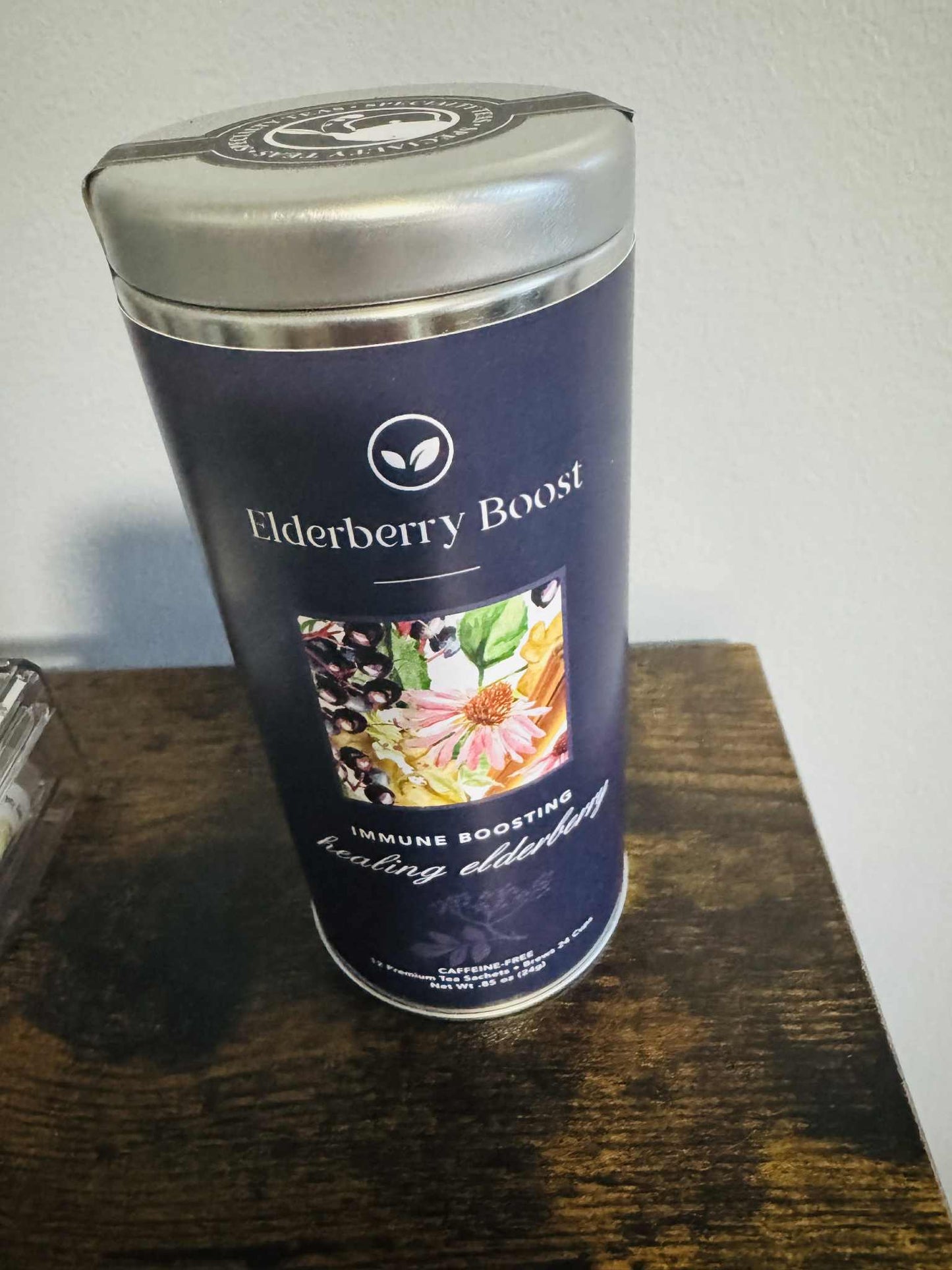 Elderberry Immune Boost Tea – Caffeine‑Free Organic Herbal Blend with Ginger & Cinnamon (.85 oz)