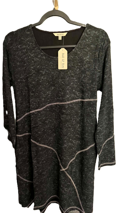 Yak & Yeti Black & Gray Textured Tunic Dress – Size Medium